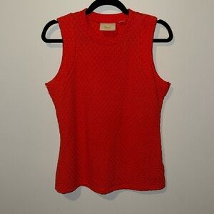 Maeve by Anthropologie Jacquard Sleeveless Top Red/Orange Medium EUC